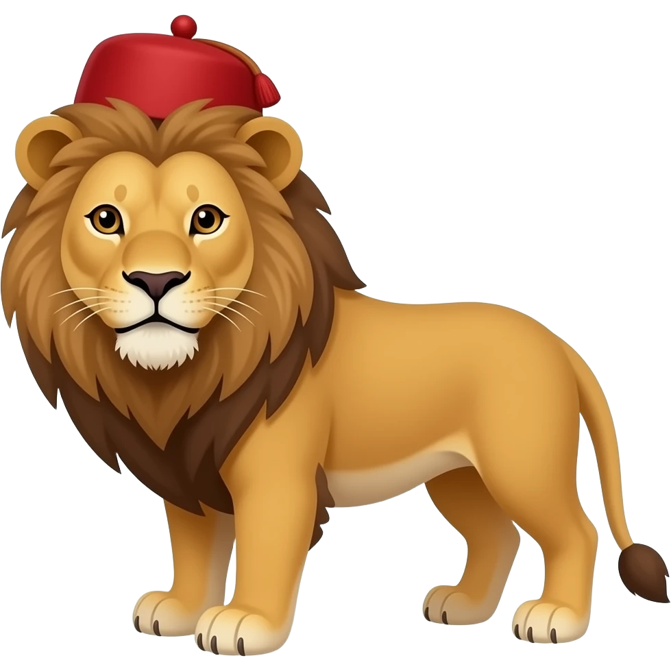 Red fez on a lion emoji