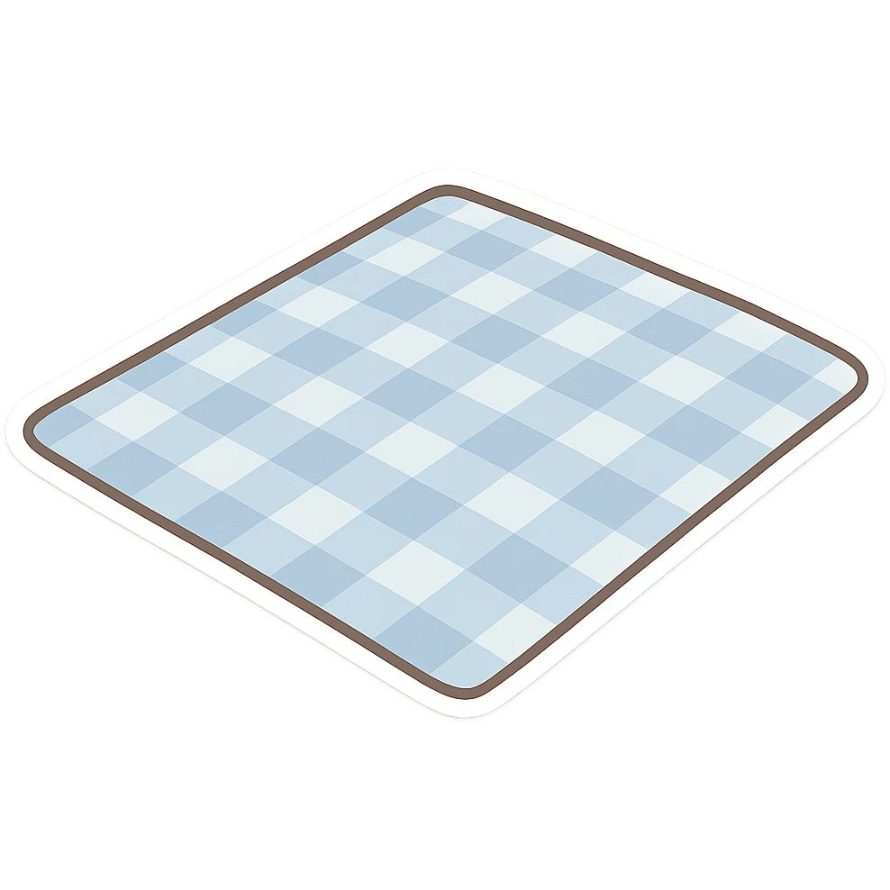 一个淡蓝色方格野餐垫 emoji
