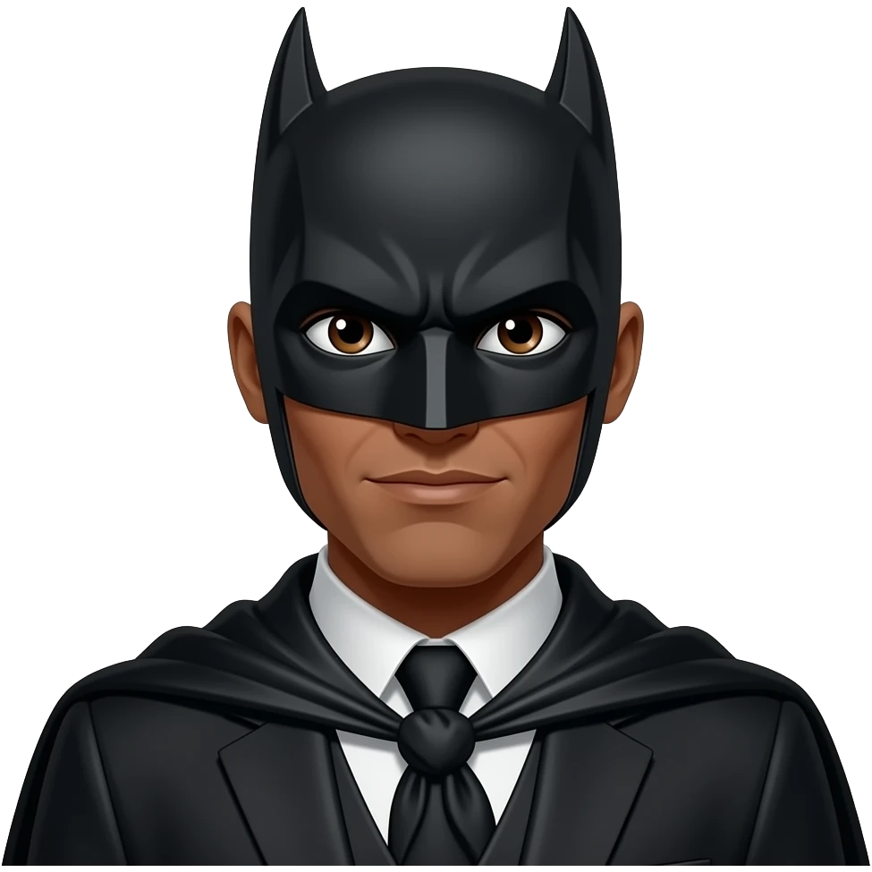 batman really darker brown skin and dark brown eyes emoji