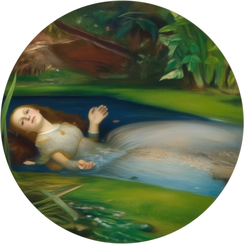 Ophelia lies in the water - a scene from the original painting by John Everett Miles emoji