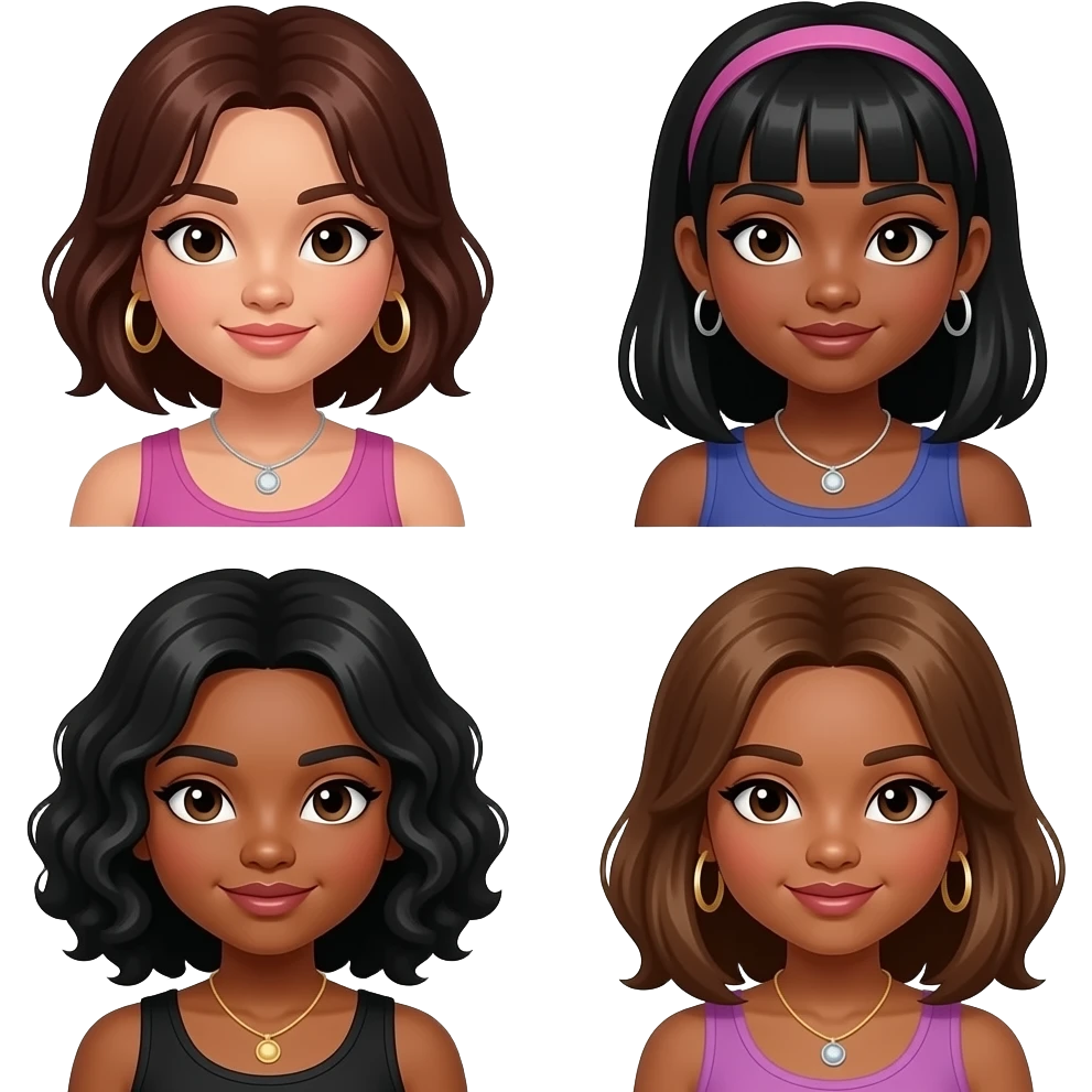 four black girls baddies emoji