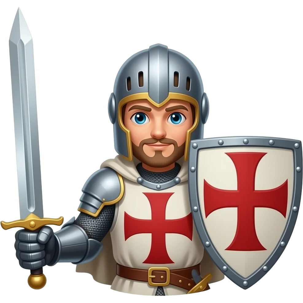 Un caballeros templarios con espada junto a un castillo emoji