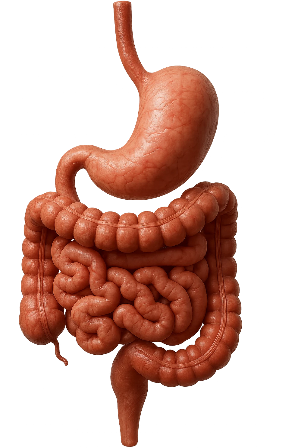 stomaco e intestino sono collegati, colore naturali, iperrealistico 4k emoji