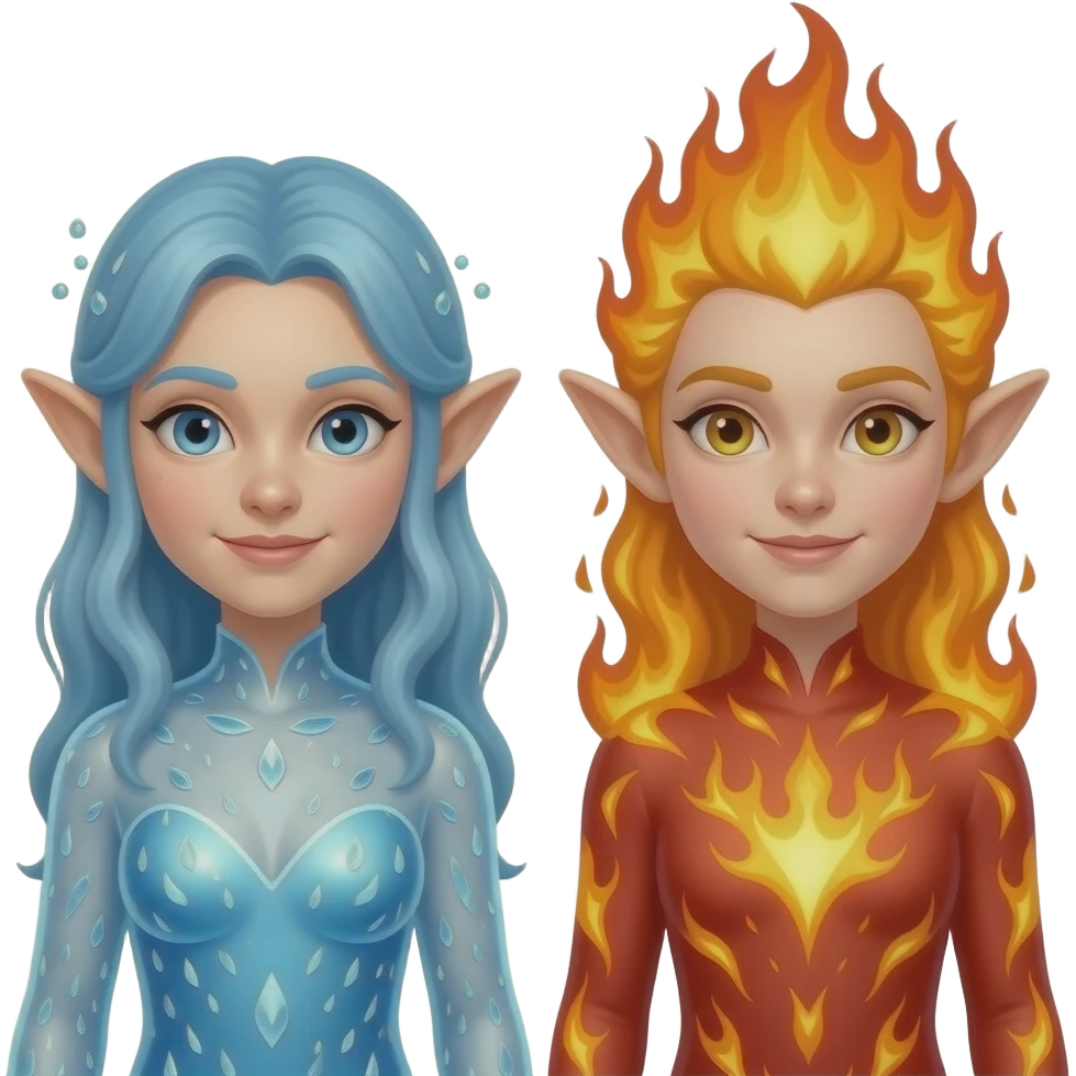 Elfen paar. Zijn als water en vuut emoji