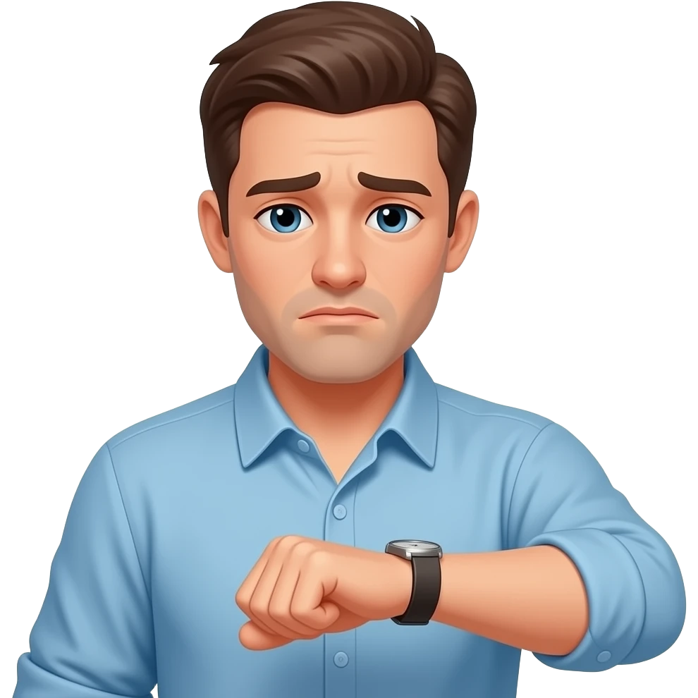 Waiting and looking at watch for his girlfriend reply sad emoji