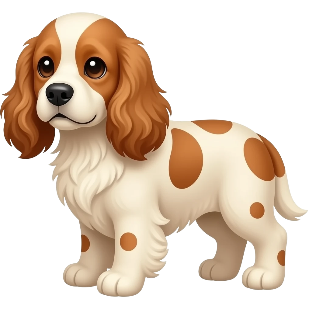 White beige red long curly ear cocker spaniel emoji