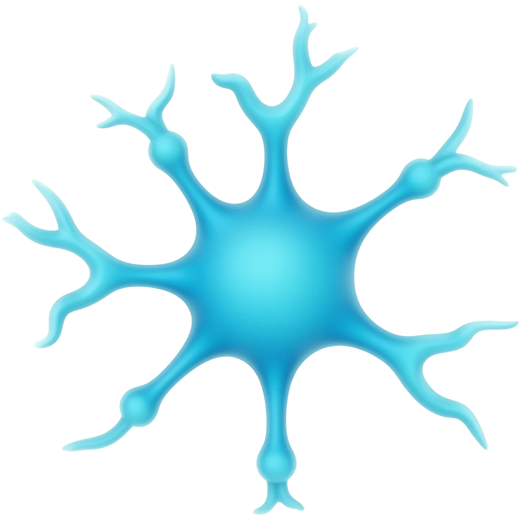 a turquoise blue nerve cell with 7 strands emoji