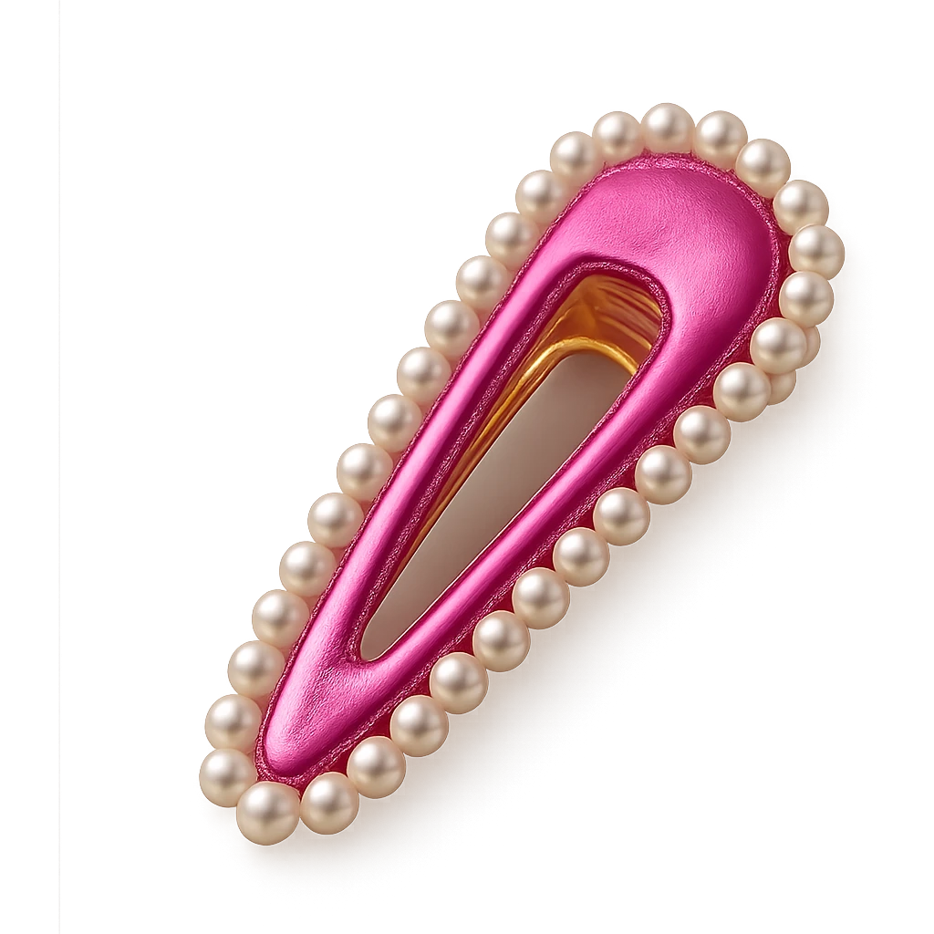 pink hair clip with pearls, glamorous and stylish emoji