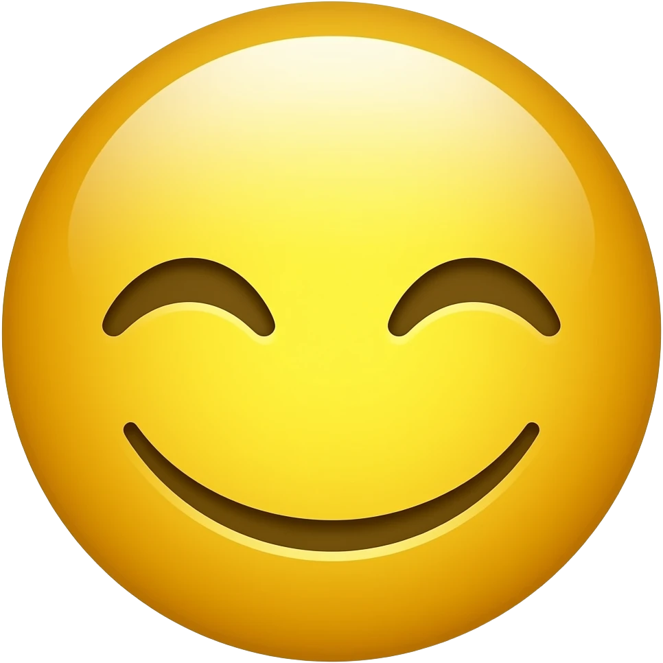 Círculo amarelo sem sobrancelhas sorrindo emoji