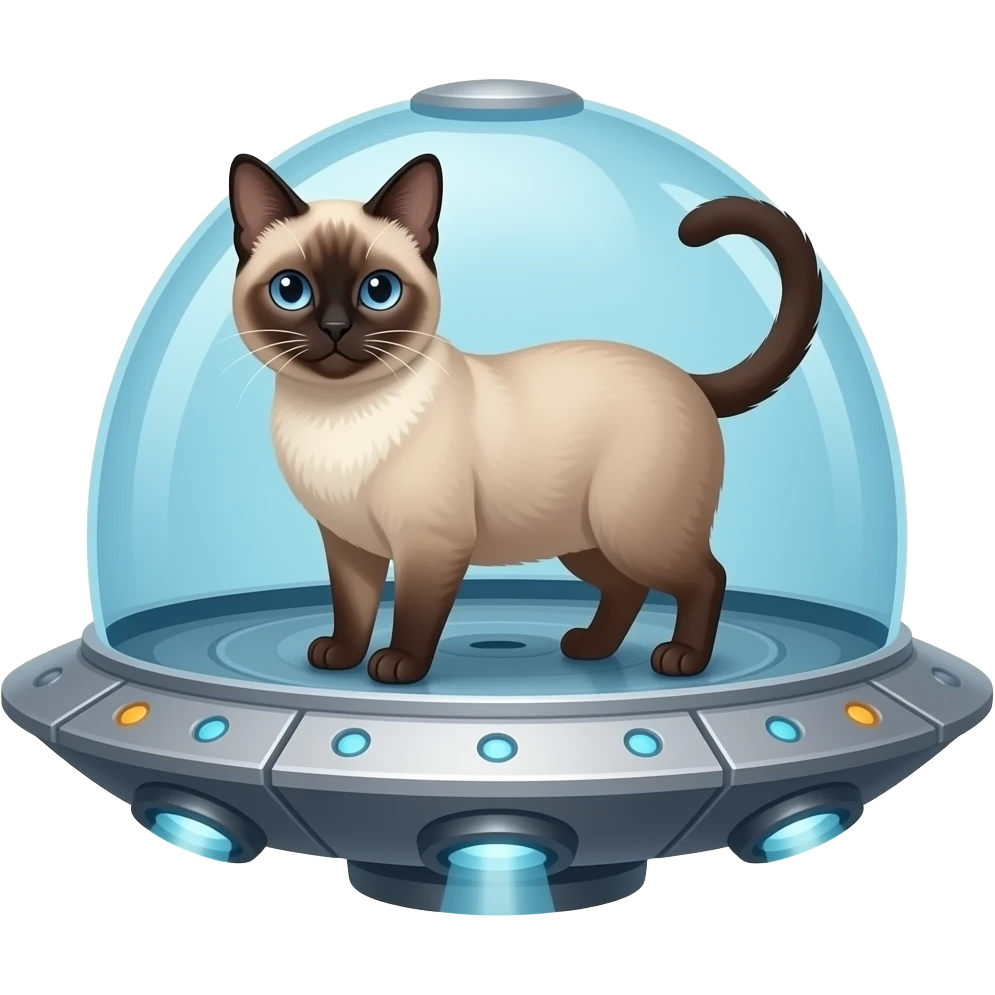A Siamese cat over Big vinyl like a spaceship emoji
