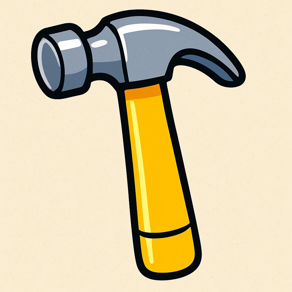 hammer, cartoon style, bright colors, suitable for emoji emoji