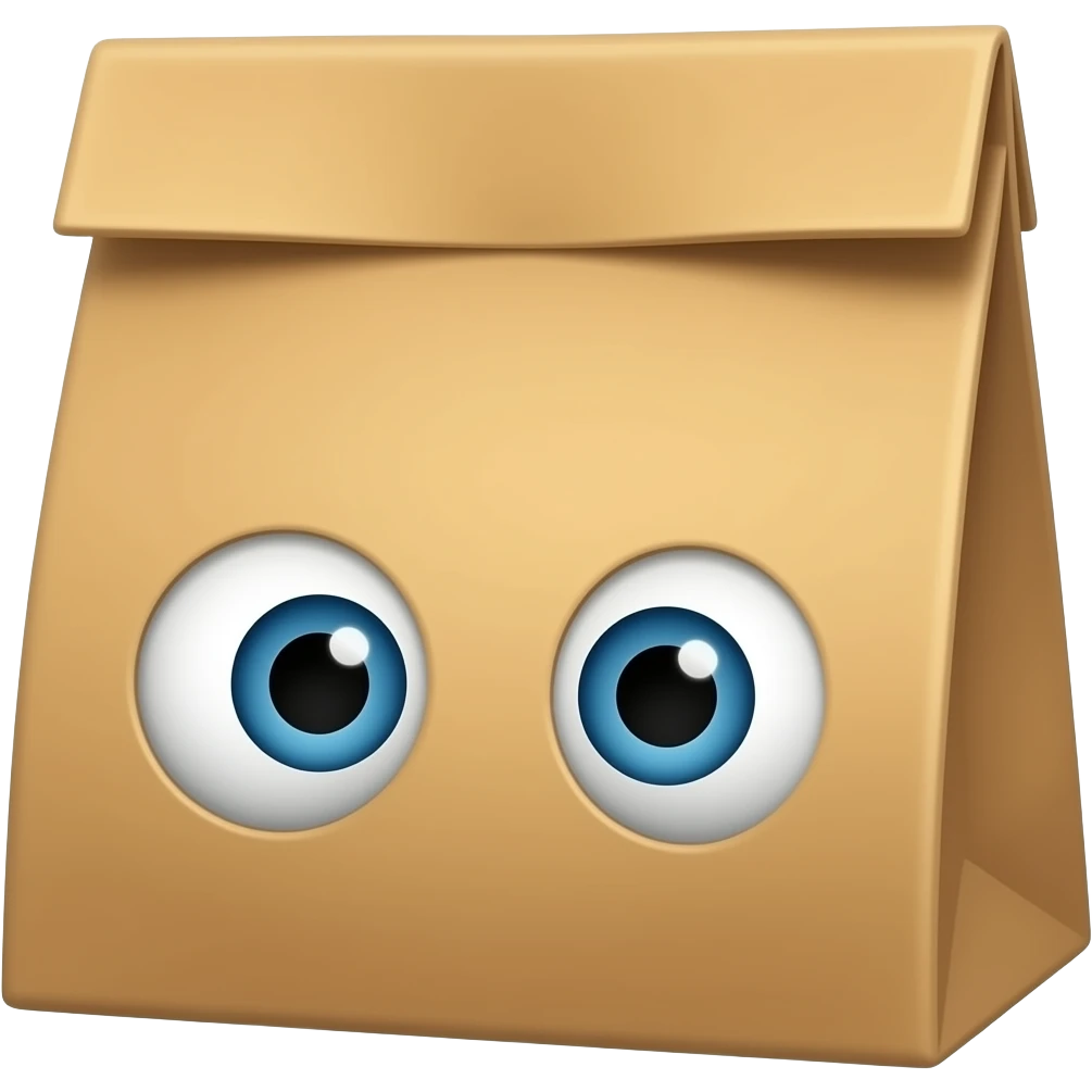 upside down paper bag with eye holes emoji