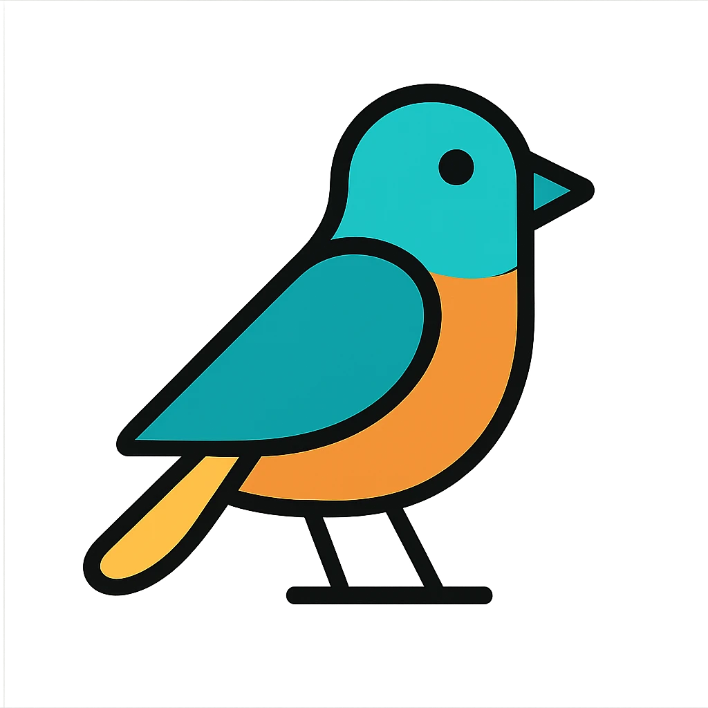bird, lineal color outlined icon style, black outlines with color fill, modern, friendly emoji