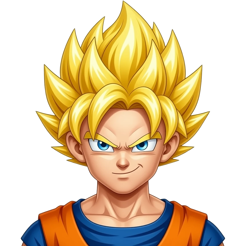 Gokuilver shining hair and eyes with a calm look emoji