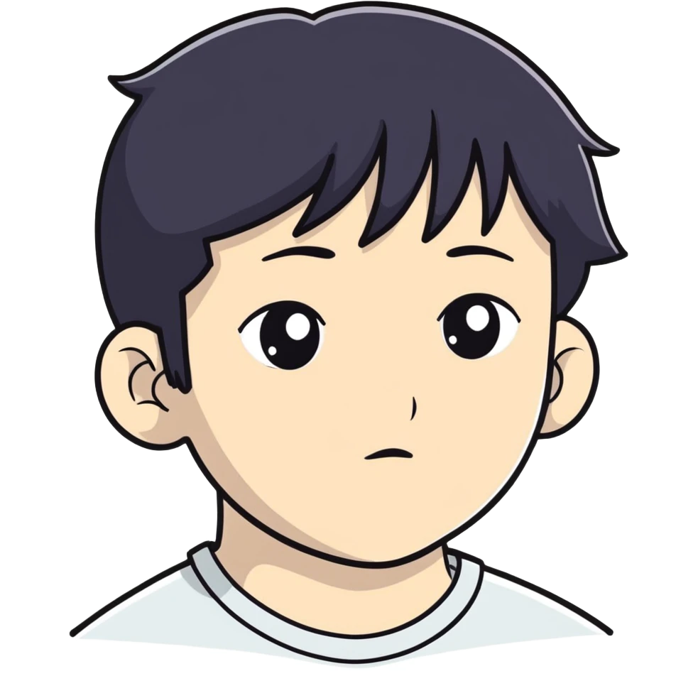 Black hair, black eyes, white skin emoji