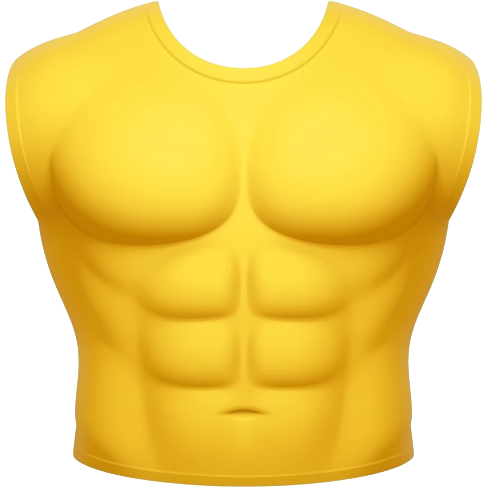Generate a yellow emoji of abdominal muscles/abs. The emoji should feature a stylized front torso view showing defined 6-pack abs. Use a bright golden yellow color. Keep the design simple, minimalist, and flat with smooth, rounded shapes. emoji