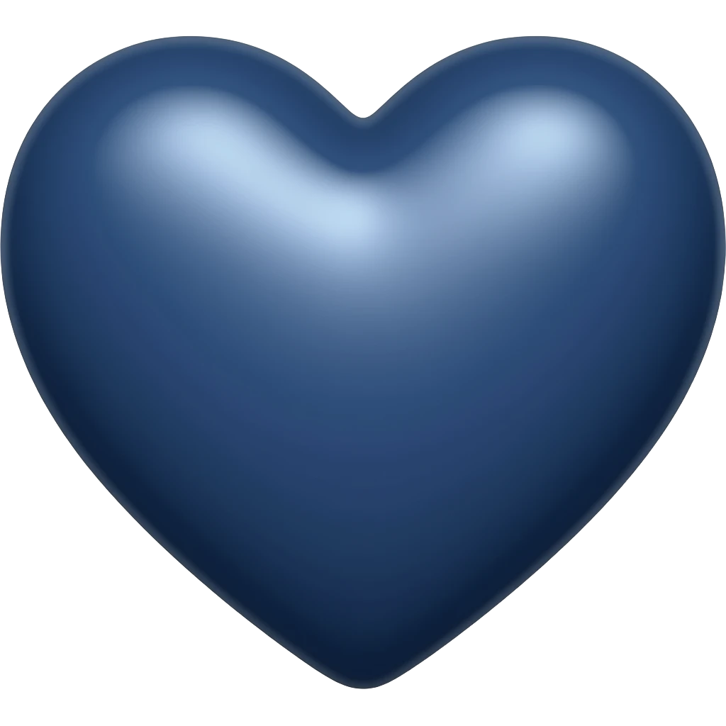 Dark Blue Heart 3D long emoji
