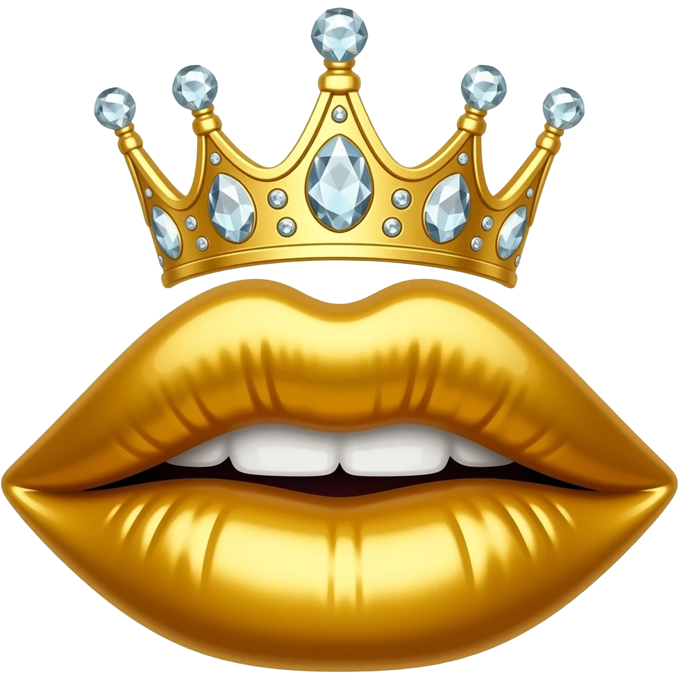 Labbra d’oro con una corona  con brillanti emoji