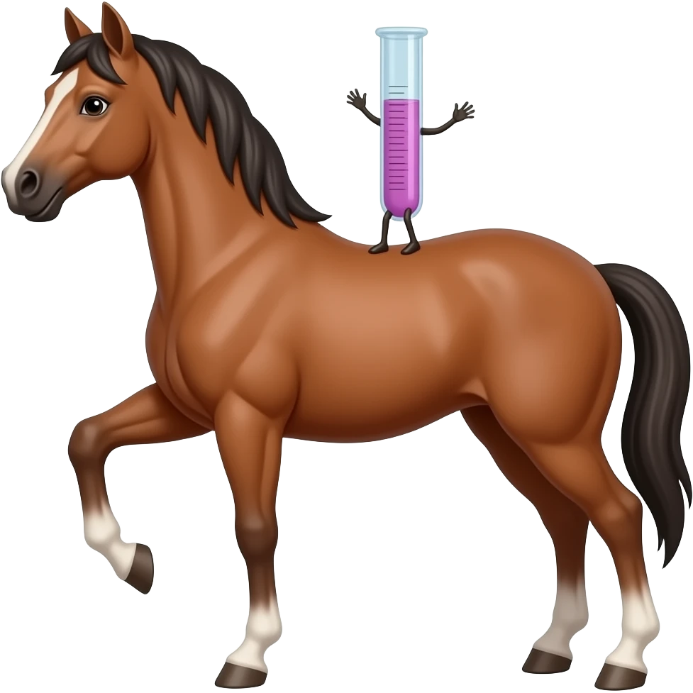 Test tube with legs on a horse emoji