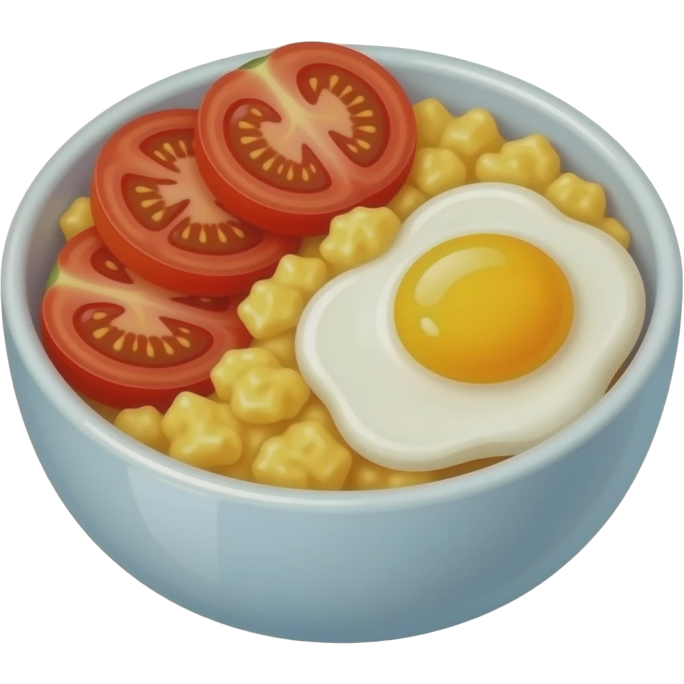 hyper realistic - sliced tomato scrambled egg mixed in bowl emoji