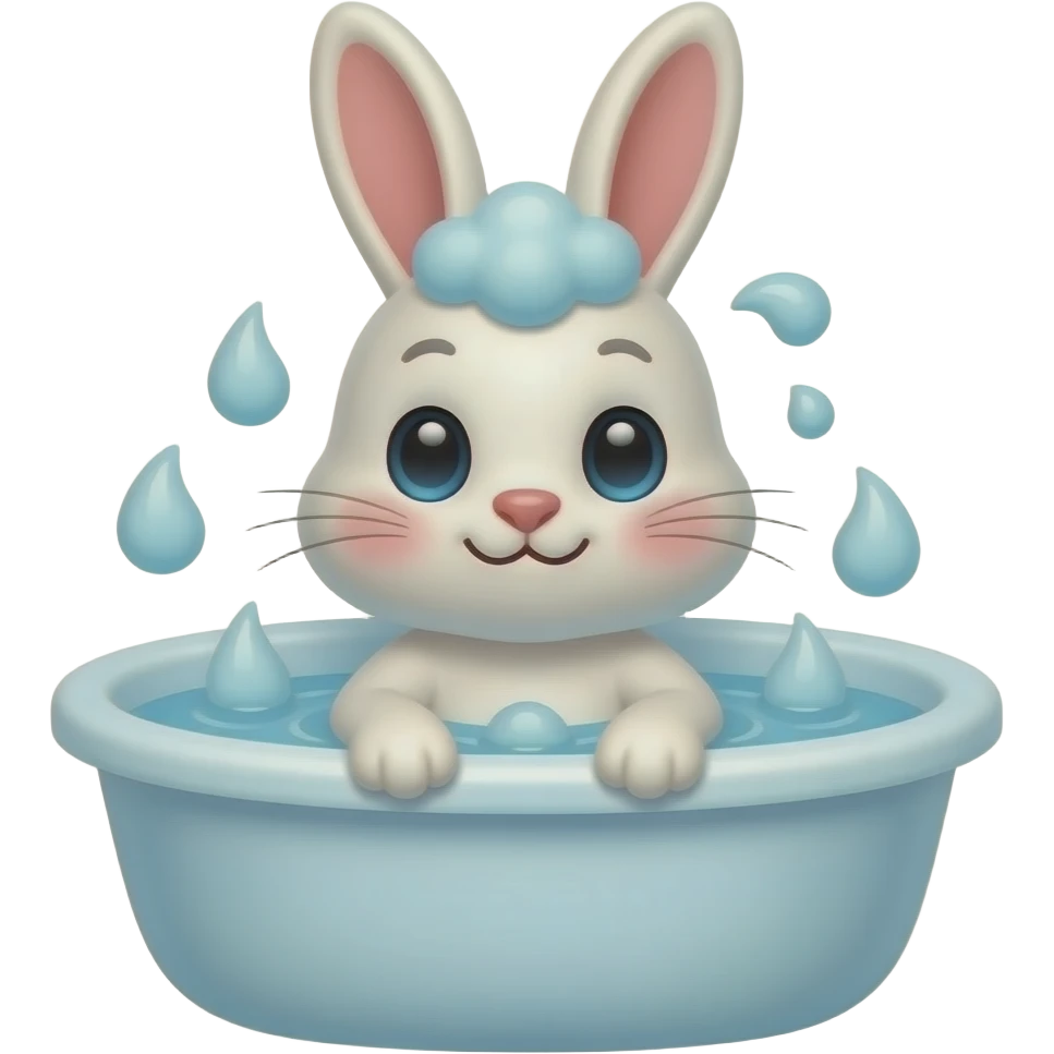 cute bunny taking bath emoji