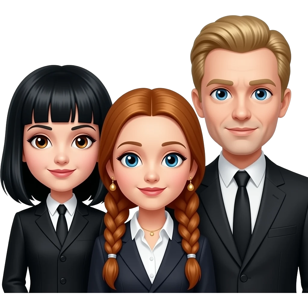 Mortícia parda Clara e Gomez Addams loiro emoji