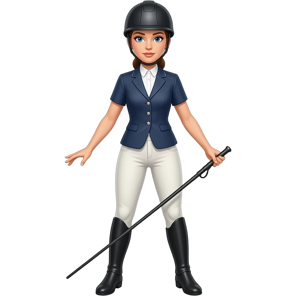 woman in jodhpurs with a riding crop standing with her legs apart emoji