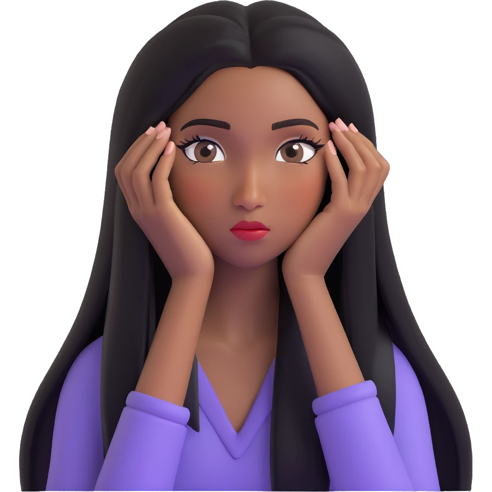 black girl with long straight hair and long false lashes, facepalming, 3D emoji style emoji