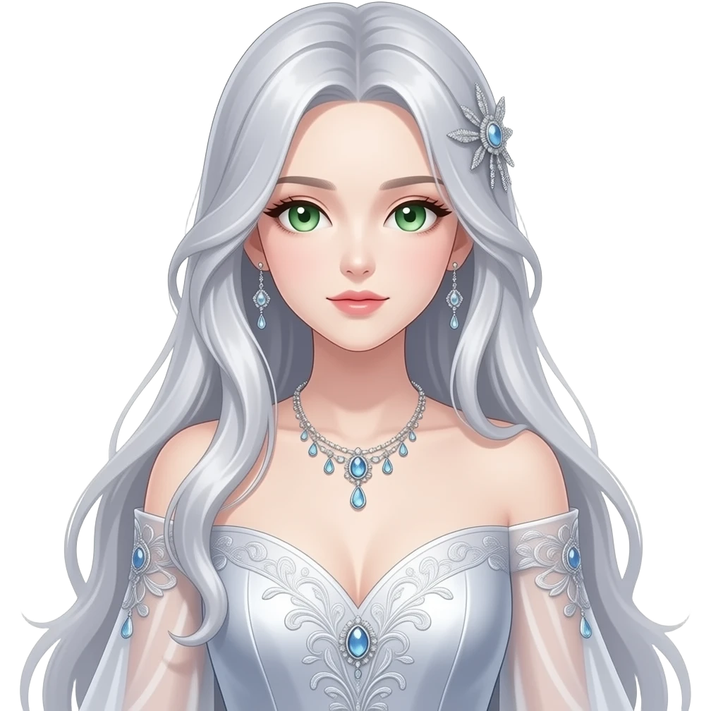 Pretty beautiful animesque style anime gorgeous aesthetic lady woman character with many details and accessories emoji