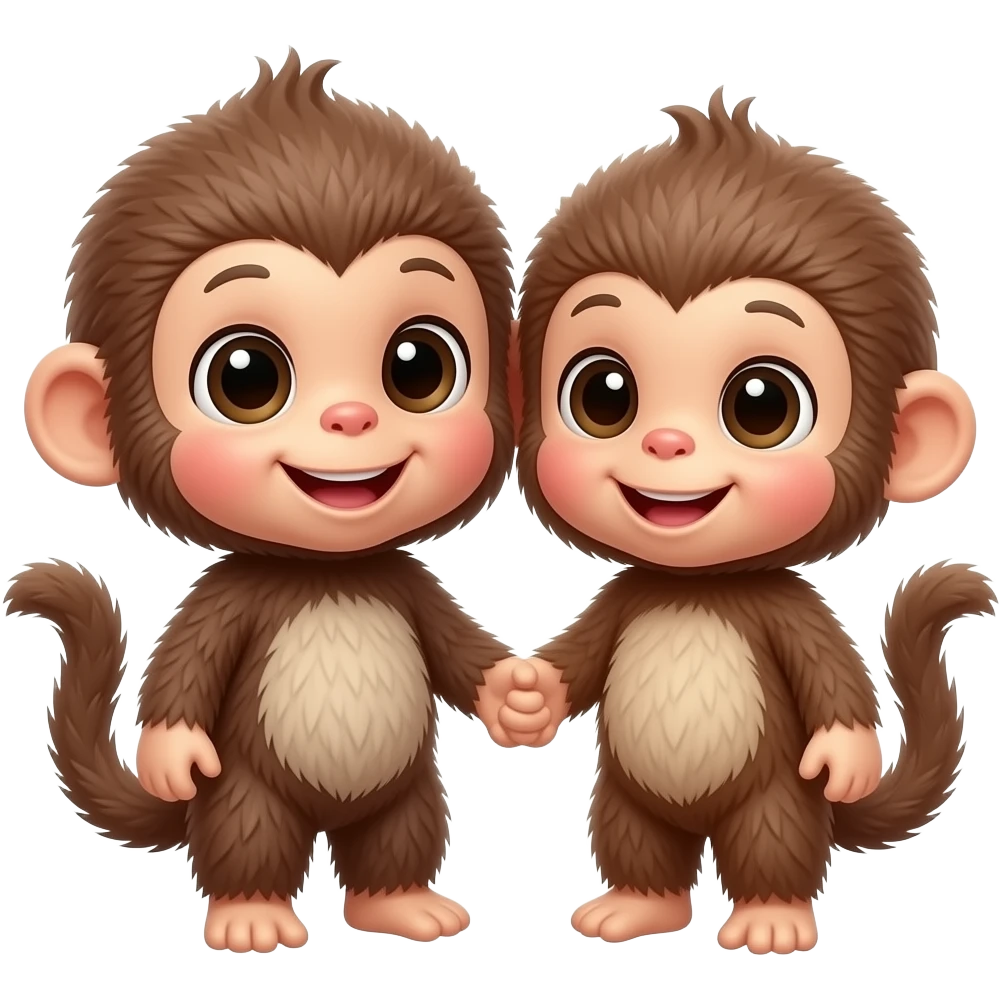 두 베이비 몬치치(monchichi) 커플 이모지를 만들어줘 emoji