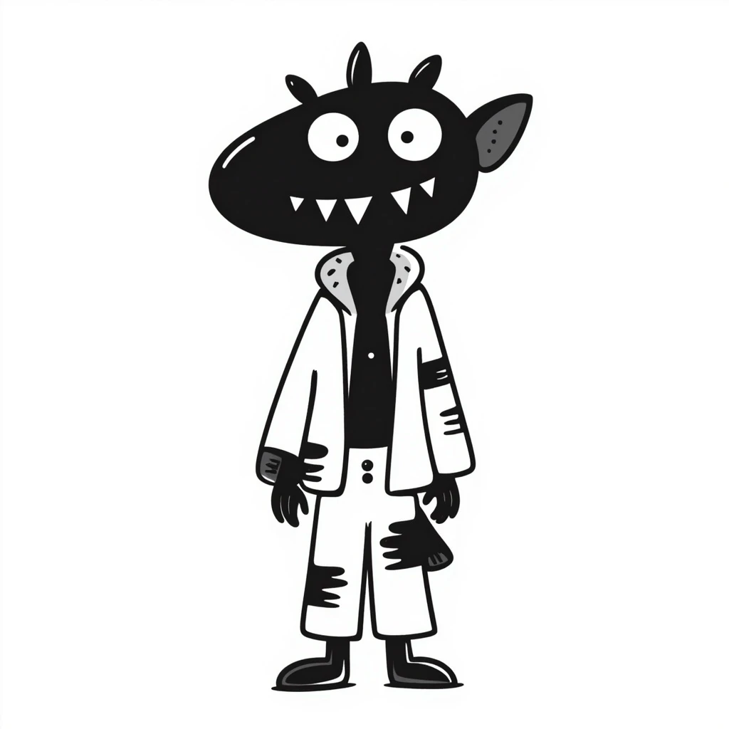 怪人, black doodle style, hand-drawn and playful emoji