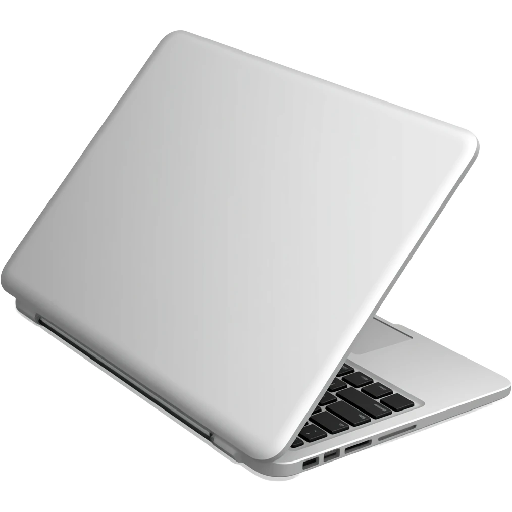 white mac laptop with a closed lid emoji