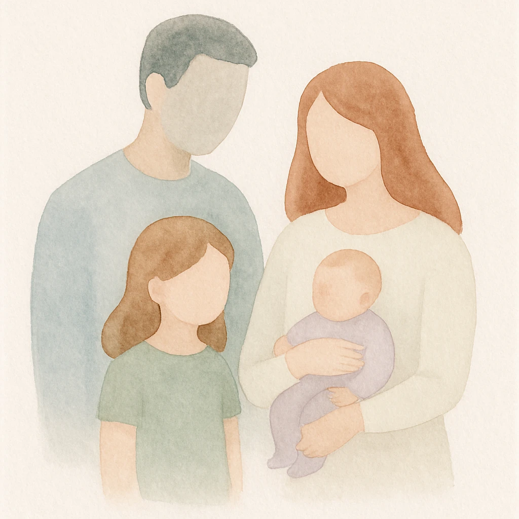 a family portrait, watercolor style emoji