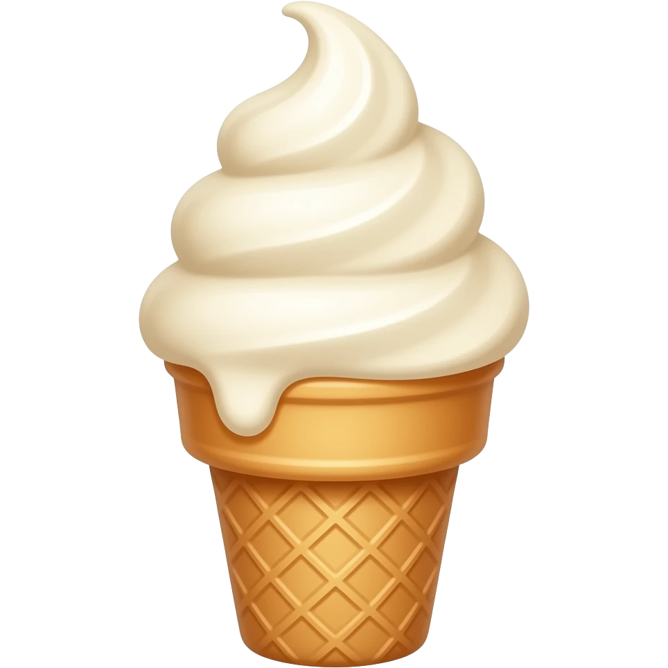 cute vanilla ice cream emoji, 3D cartoon, soft lighting, white background emoji