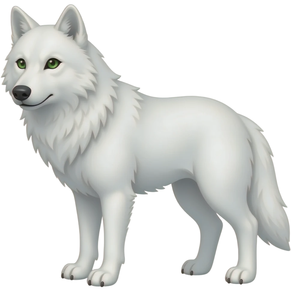 White wolf with green eye emoji