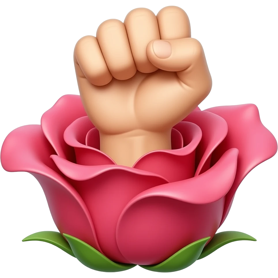 A fist rising out of a rose blossom emoji