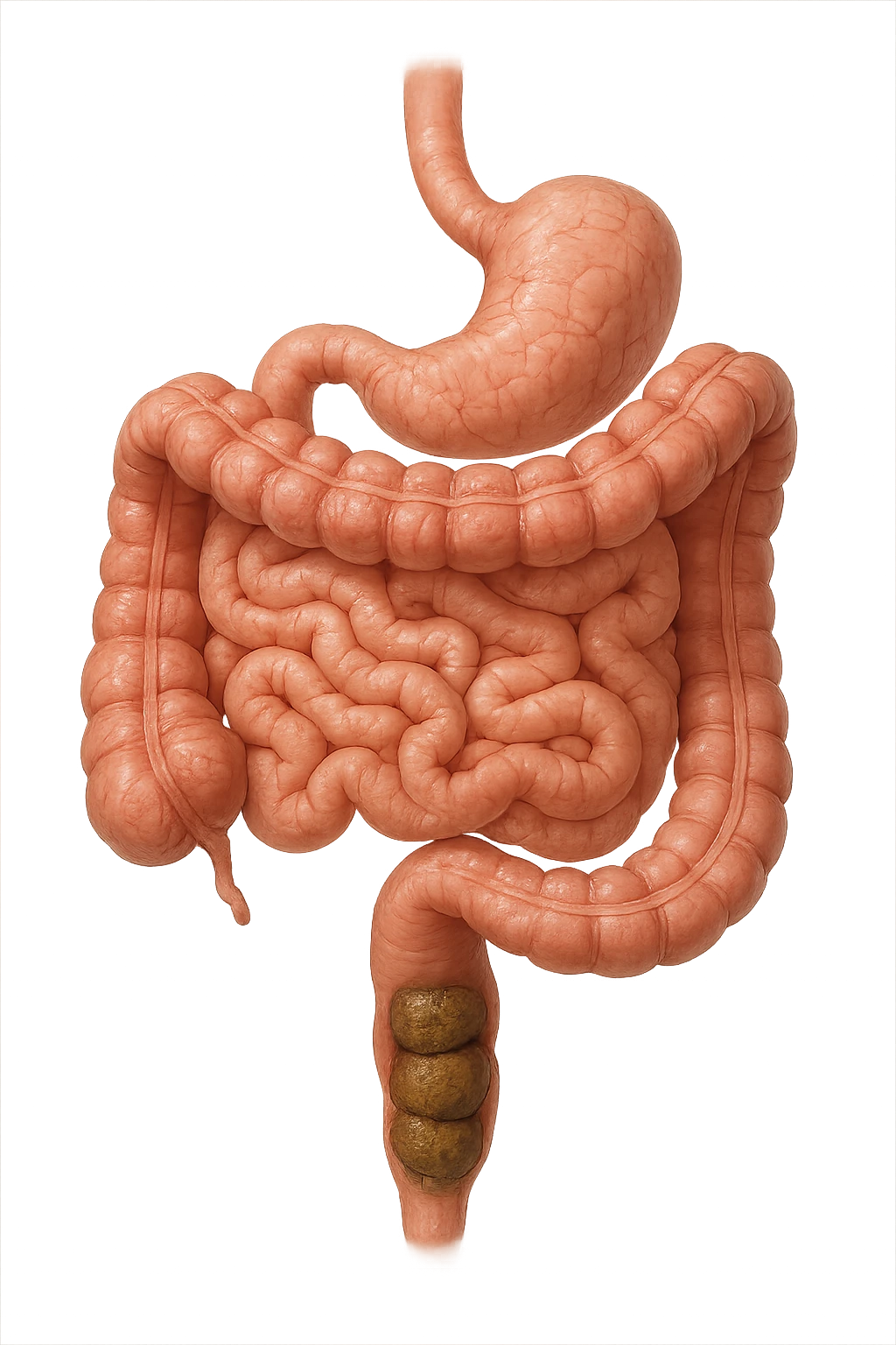 intestino umano anatomico realistico con feci spezzettate iperrealistiche nel colon emoji