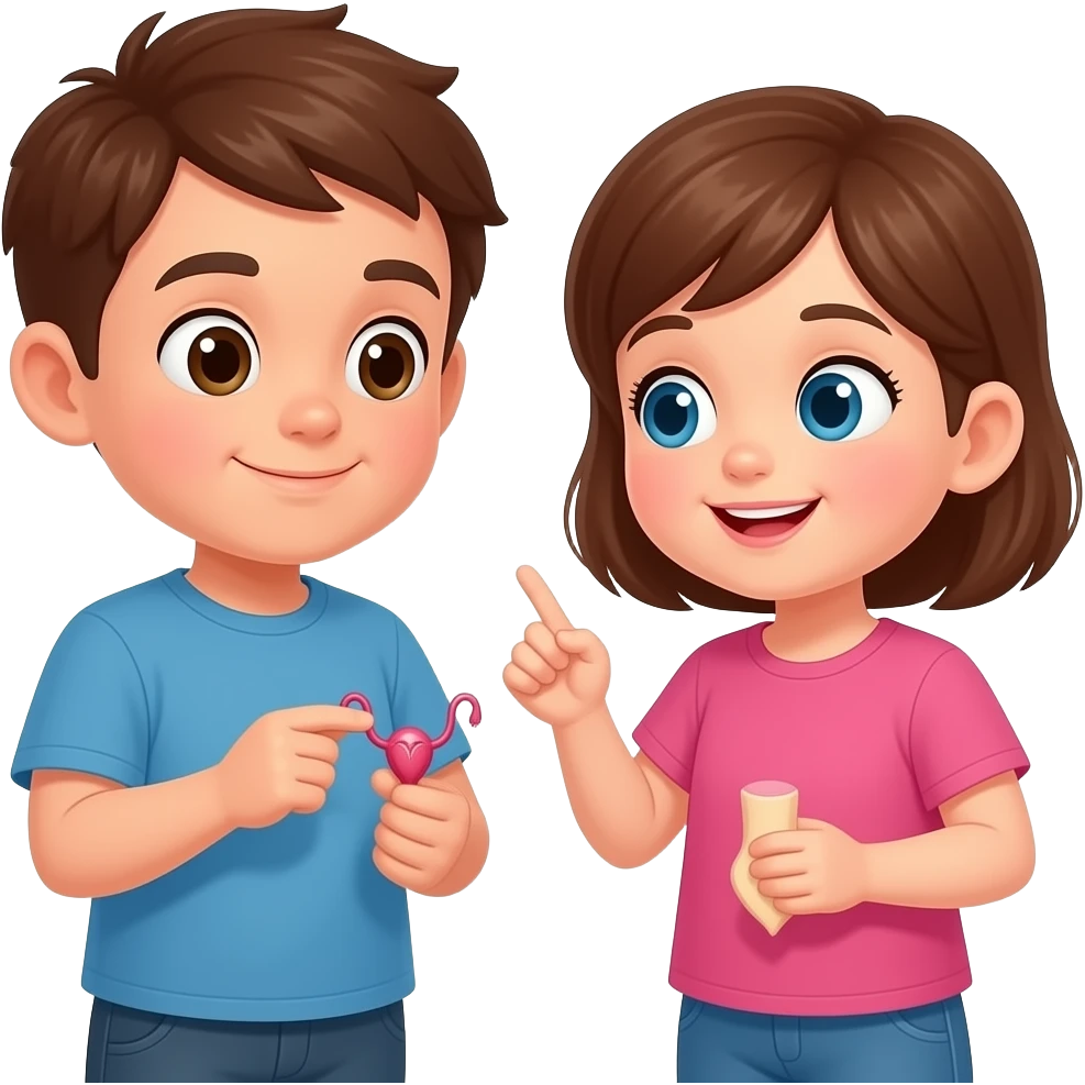 male and female children finding out what their penis and vagina are for and in the same place you'd find them in real life emoji