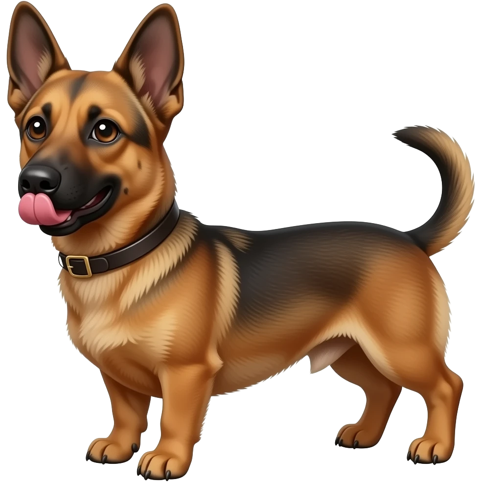 Ein belgischer Schäferhund Dackel Mix  sendet einen Kuss emoji