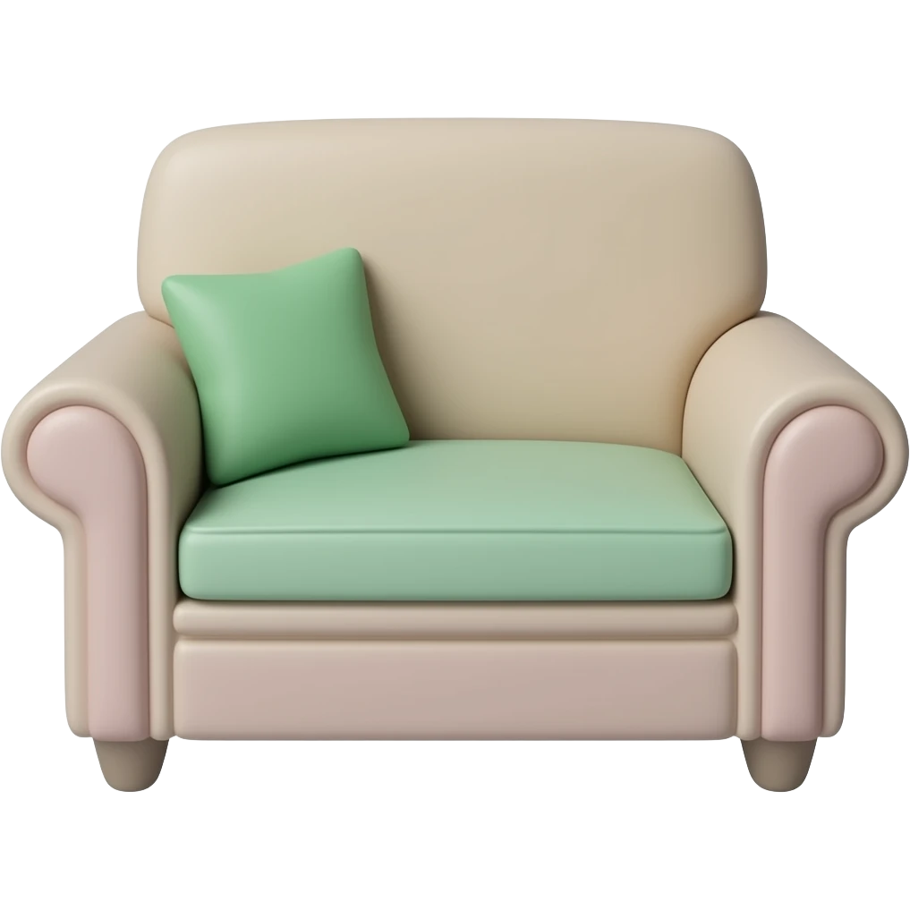 soft pink green sofa, transparent background inspired by barbie colour pallete emoji