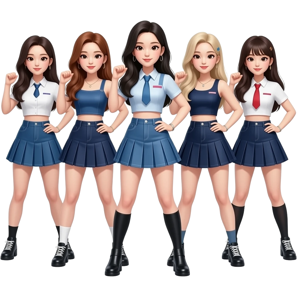 KPOP GROUP DANCING, 5 MEMBERS WITH MINI SKIRT AND MINI TOP emoji