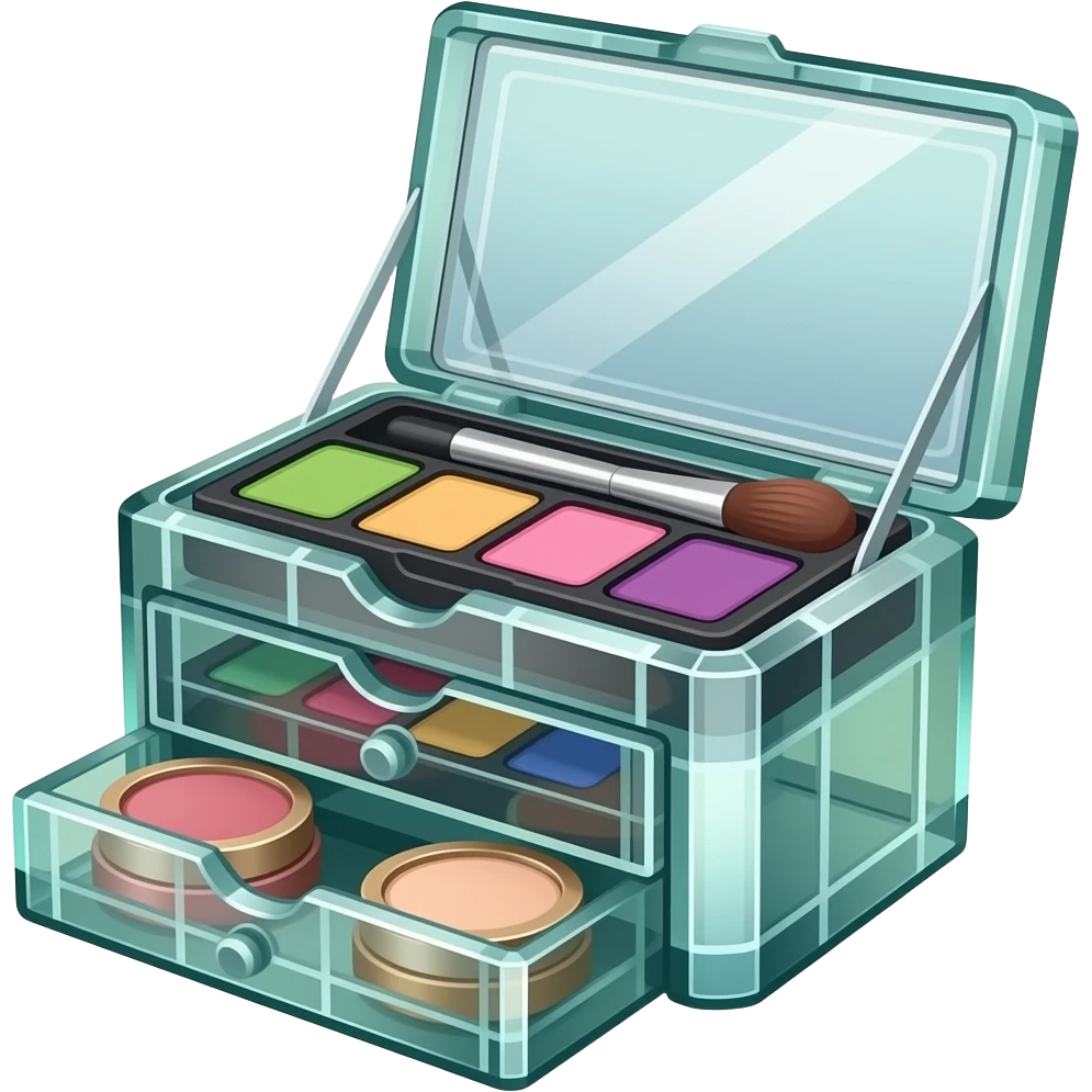 green purple Crystal makeup organizer inspired by Barbie colour pallete emoji