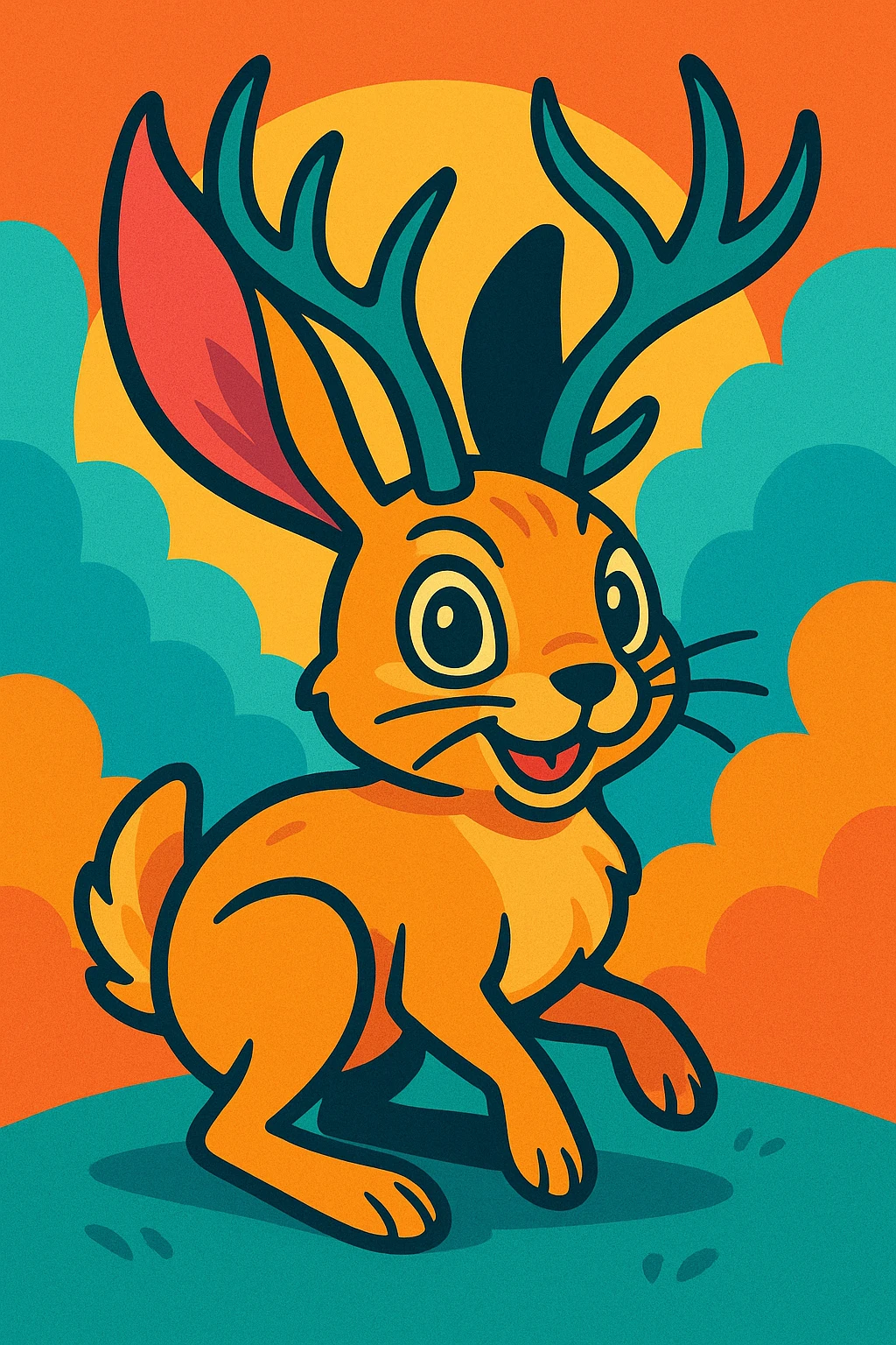 jackalope, vibrant cartoon style emoji