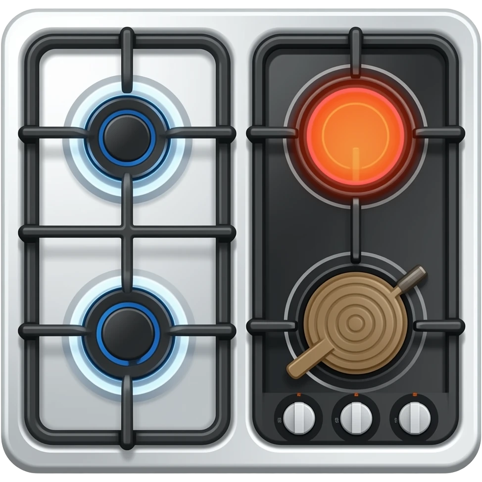 cooktop gas burner and electric burner emoji