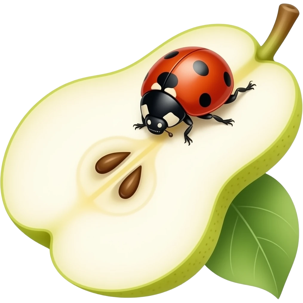 нарисуй божью коровку которая сидит на цветке груши emoji