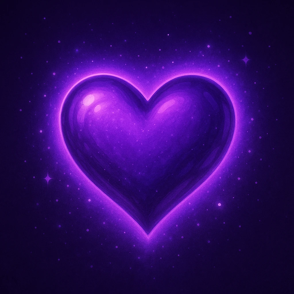 purple heart with a soft glow, digital illustration, vibrant colors, detailed, gpt-image style emoji