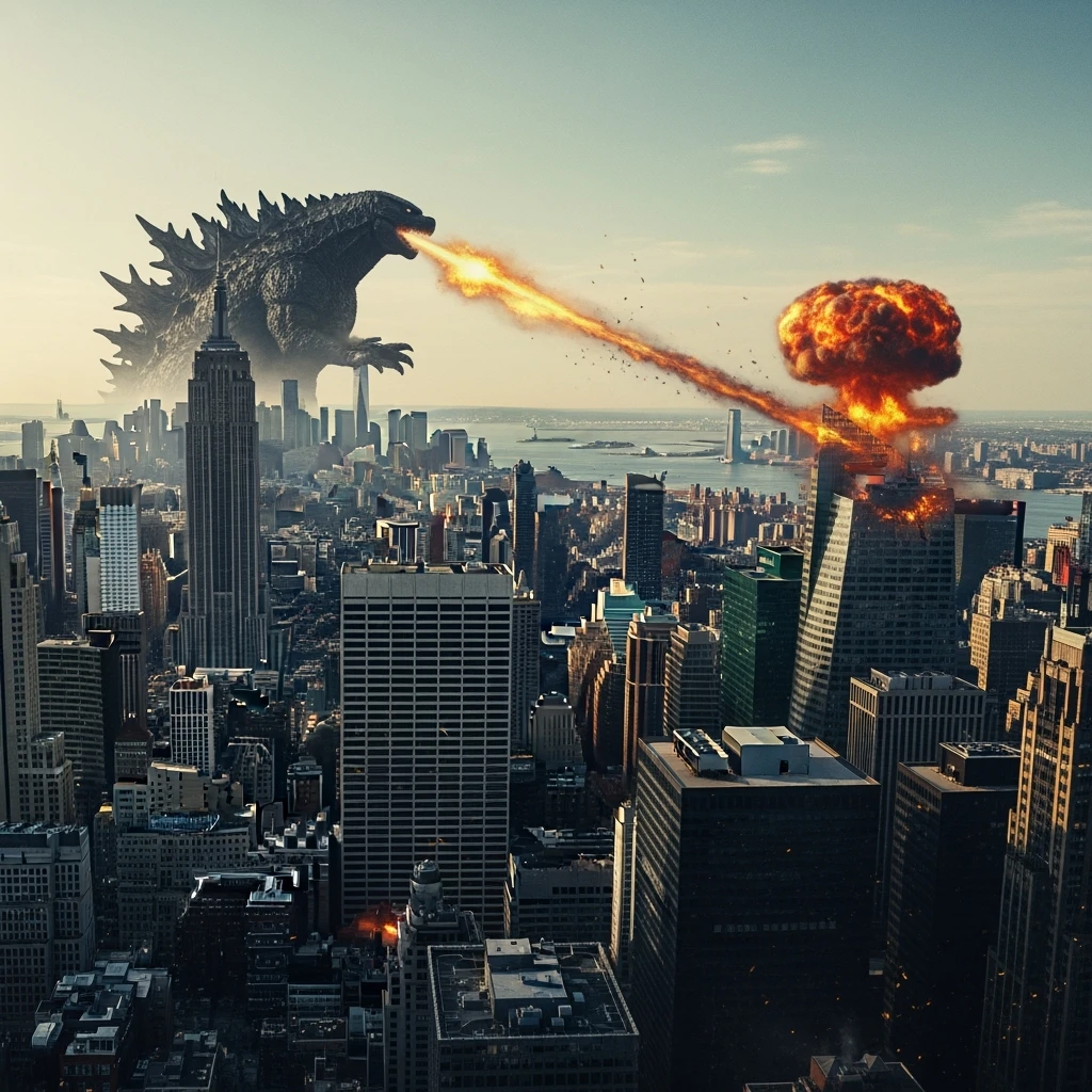 godzilla attackig ny emoji