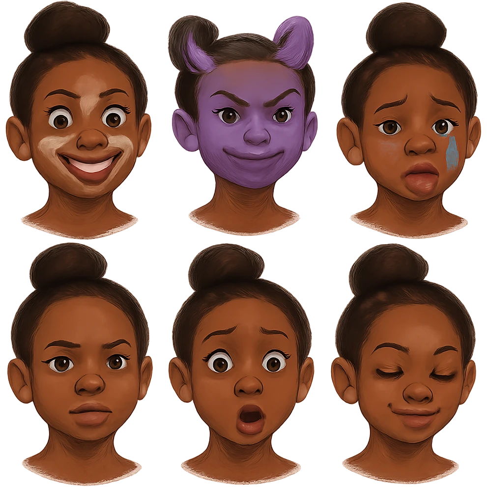 Black girl with a bun staring at you  emoji