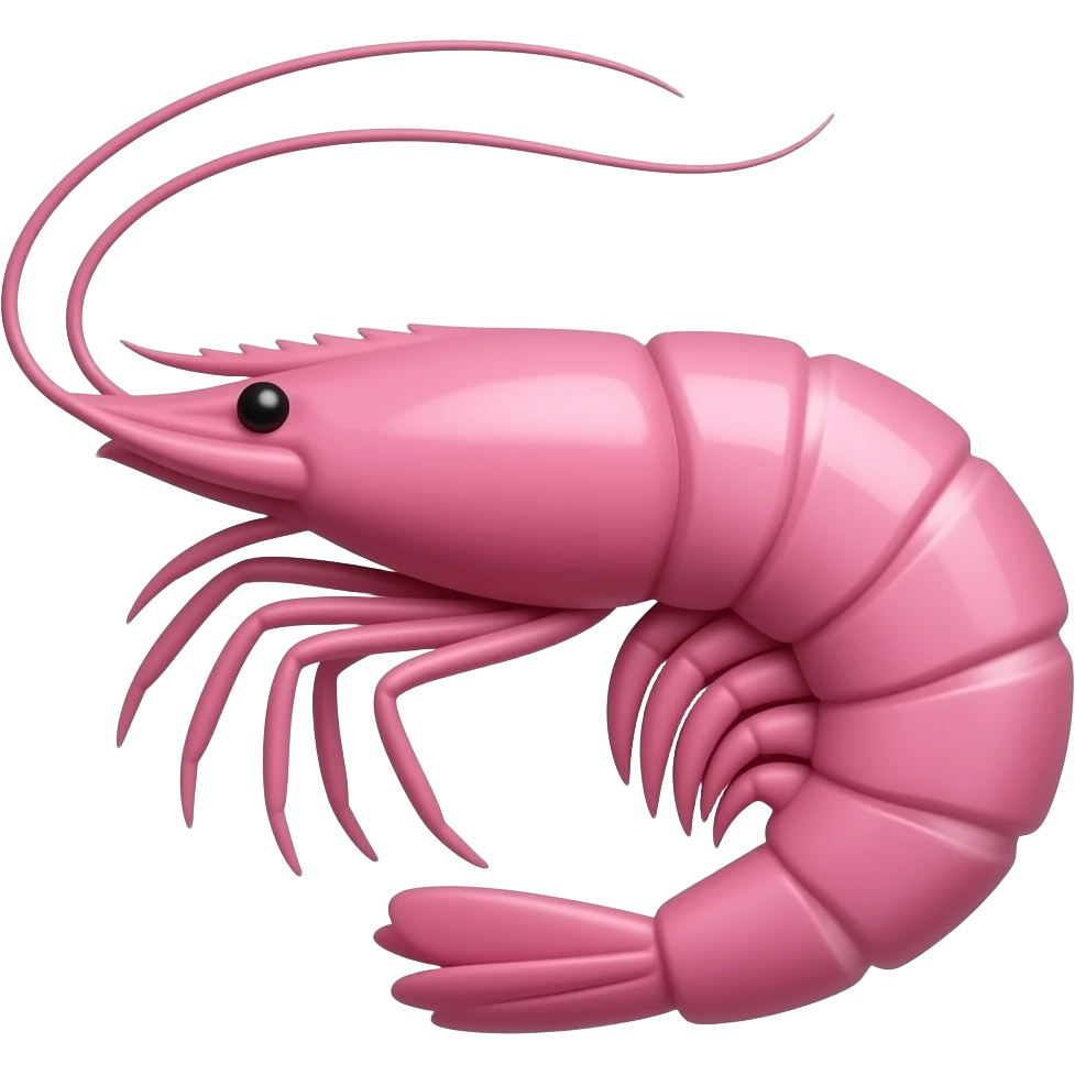 2D render iPhone emoji png of a detailed pinky pink pink pink  shrimp emoji