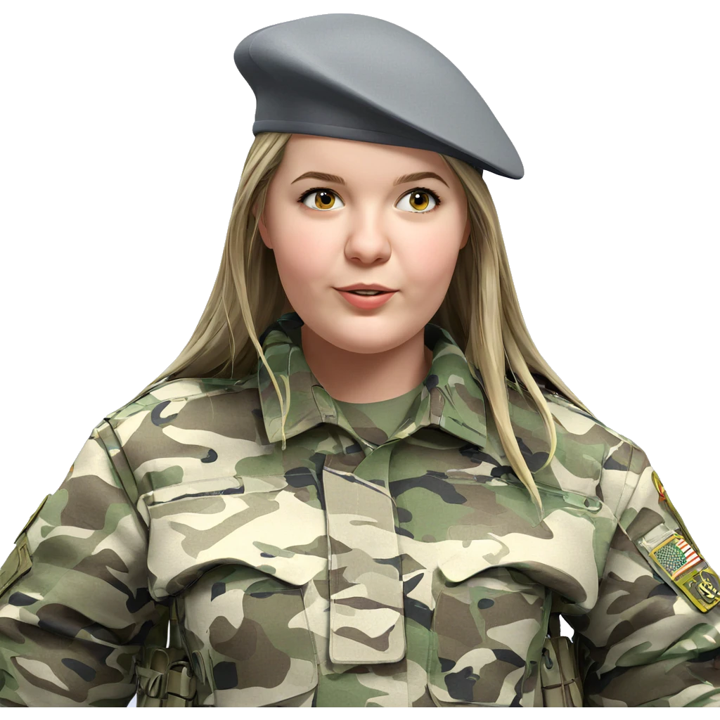 military girl in camouflage uniform emoji